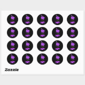 Sticker Rond Flamant rose Fleur Hope Violet Ribbon Overdose (Feuille)