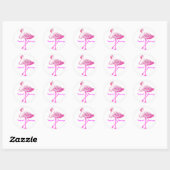 Sticker Rond Flamant rose gloire (Feuille)