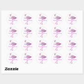 Sticker Rond Flamant rose gloire (Feuille)