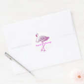 Sticker Rond Flamant rose gloire (Enveloppe)