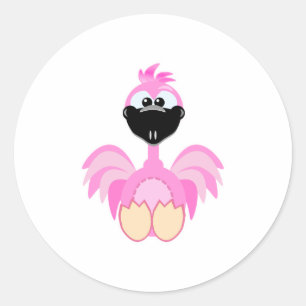 Sticker Rond Flamant rose Goofkins mignon