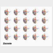 Sticker Rond Flamant rose Merci (Feuille)