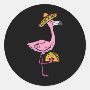 Sticker Rond Flamant rose mexicain Tacos Cute Cinco De Mayo Fie