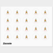 Sticker Rond Flamant rose Noël Arbre ananas Noël Noël Noël (Feuille)