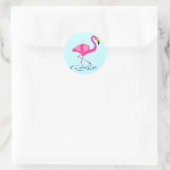 Sticker Rond Flamant rose rose (Sac)