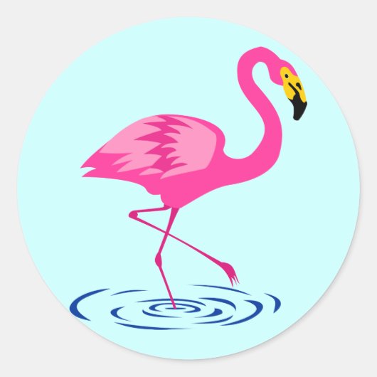 Sticker Rond Flamant rose rose (Devant)