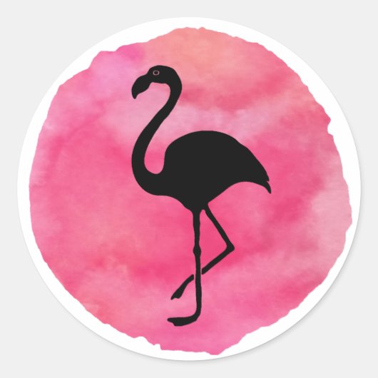Sticker Rond Flamant rose rose (Devant)