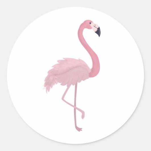 Sticker Rond Flamant rose rose (Devant)