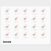 Sticker Rond Flamant rose rose (Feuille)