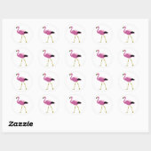 Sticker Rond Flamant rose rose (Feuille)