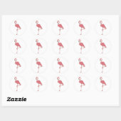 Sticker Rond Flamant rose rose (Feuille)