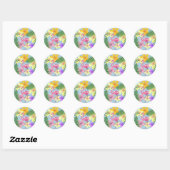 Sticker Rond Flamant rose rose (Feuille)