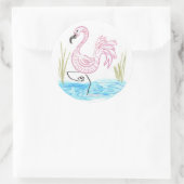 Sticker Rond Flamant rose rose 13 (Sac)