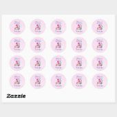 Sticker Rond Flamant rose rose avec pastèque et ananas (Feuille)