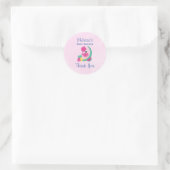 Sticker Rond Flamant rose rose avec pastèque et ananas (Sac)