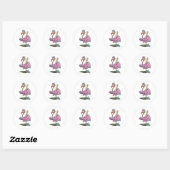 Sticker Rond Flamant rose rose baseball Whimsical Aquarelle (Feuille)
