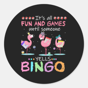 Sticker Rond Flamant rose rose Bingo Funny Cadeau Art