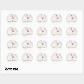 Sticker Rond Flamant rose Rose Cute Avec Chapeau De Santa (Feuille)