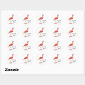 Sticker Rond Flamant rose Rose En Haut Talon (Feuille)