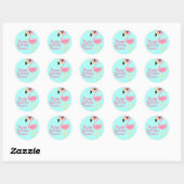 Sticker Rond Flamant rose rose Enveloppe tropicale 1er annivers (Feuille)