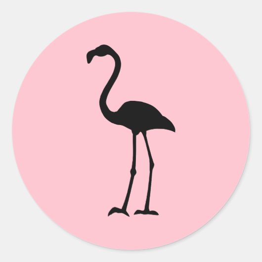 Sticker Rond Flamant rose rose et noir (Devant)