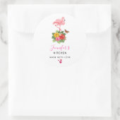Sticker Rond Flamant rose rose & Hibiscus Tropical Cuisine soph (Sac)