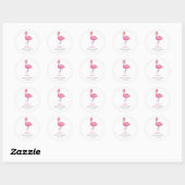 Sticker Rond Flamant rose rose Merci Baby shower moderne (Feuille)