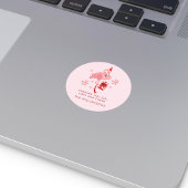 Sticker Rond Flamant rose rose Tropical Beach Aquarelle de Noël