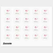 Sticker Rond Flamant rose rose Tropical Elégant Mariage Faveur (Feuille)