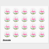 Sticker Rond Flamant rose rose tropical personnalisé (Feuille)