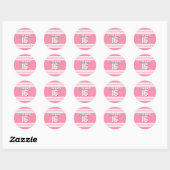 Sticker Rond Flamant rose Rose White Team Jersey Numéro personn (Feuille)