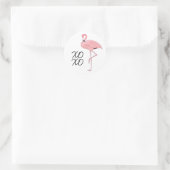 Sticker Rond Flamant rose rose XOXO (Sac)
