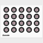 Sticker Rond Flamant rose Snowflake Noël Pyjama mou Dabbing (Feuille)