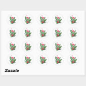 Sticker Rond Flamant rose tropical feuille (Feuille)
