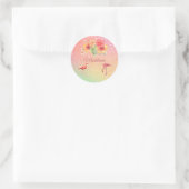 Sticker Rond Flamant rose tropical Parties scintillant Floral P (Sac)