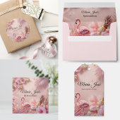 Sticker Rond Flamant rose tropical Quinceañera, coutume
