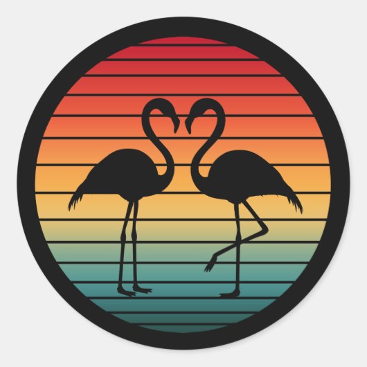 Sticker Rond flamant rose vintage (Devant)