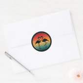 Sticker Rond flamant rose vintage (Enveloppe)