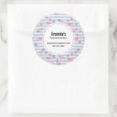 Sticker Rond Flamant rose Whimsical et ananas Motif Business (Sac)