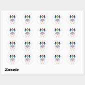 Sticker Rond Flamant rose Whimsical Joyeux Ballons d'Anniversai (Feuille)