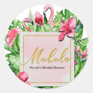 Sticker Rond Flamants roses Feuille tropicaux Parti Mahalo Merc