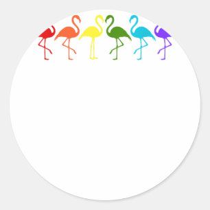 Sticker Rond FLAMANTS ROSES LGBT Pride dans les couleurs du dra