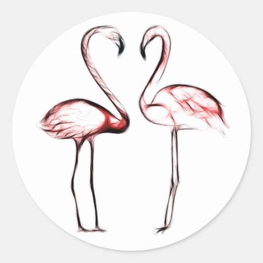 Sticker Rond Flamants roses roses Pêcher Flamant rose Fête Favo (Devant)