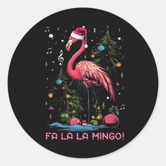 Sticker Rond Flamants roses sucres de canne Fa La Mingo Flamant (Devant)