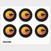 Sticker Rond Flamants roses Sunset personnel avec nom (Feuille)