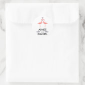Sticker Rond Flamants roses tropical mariage | baiser flamant r (Sac)