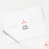 Sticker Rond Flamants roses tropical mariage | baiser flamant r (Enveloppe)