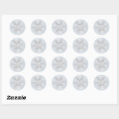Sticker Rond Flambeau blanc en argent Mariage Noël (Feuille)