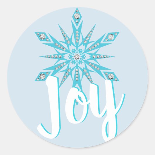 Sticker Rond Flambeau bleu clair JOIE Fête Noël (Devant)