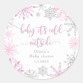 Sticker Rond Flambeaux d'argent rose bébé son froid dehors (Devant)